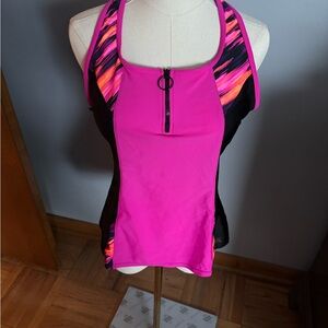 ZeroXposur Pink and Black Women's Tankini Top Size Large